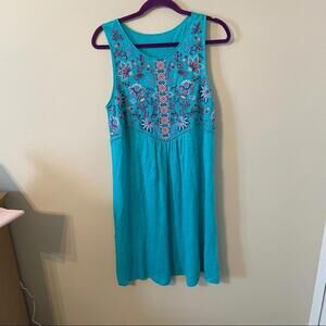 Sundance Hidden Gardens Linen Embroidered Floral Dress